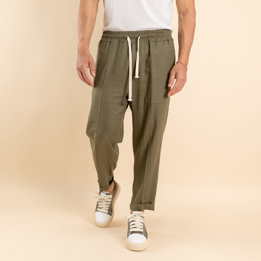 Pantalaccio in misto lino - Verde