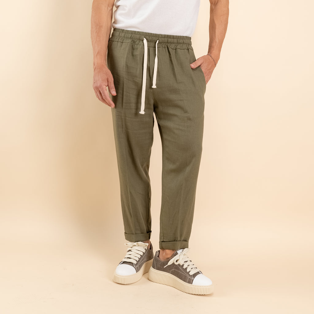 Pantalaccio in misto lino - Verde