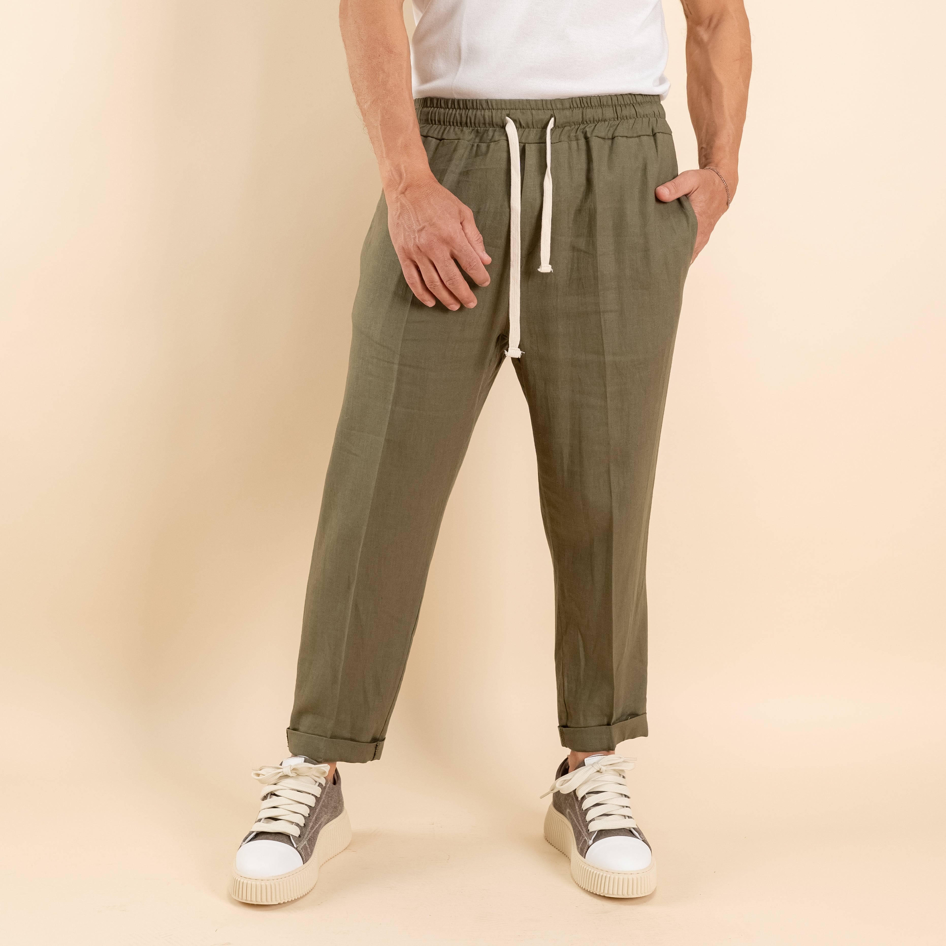 Pantalaccio in misto lino - Verde