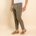 Pantalone slim fit con Pinces e risvolto - Militare