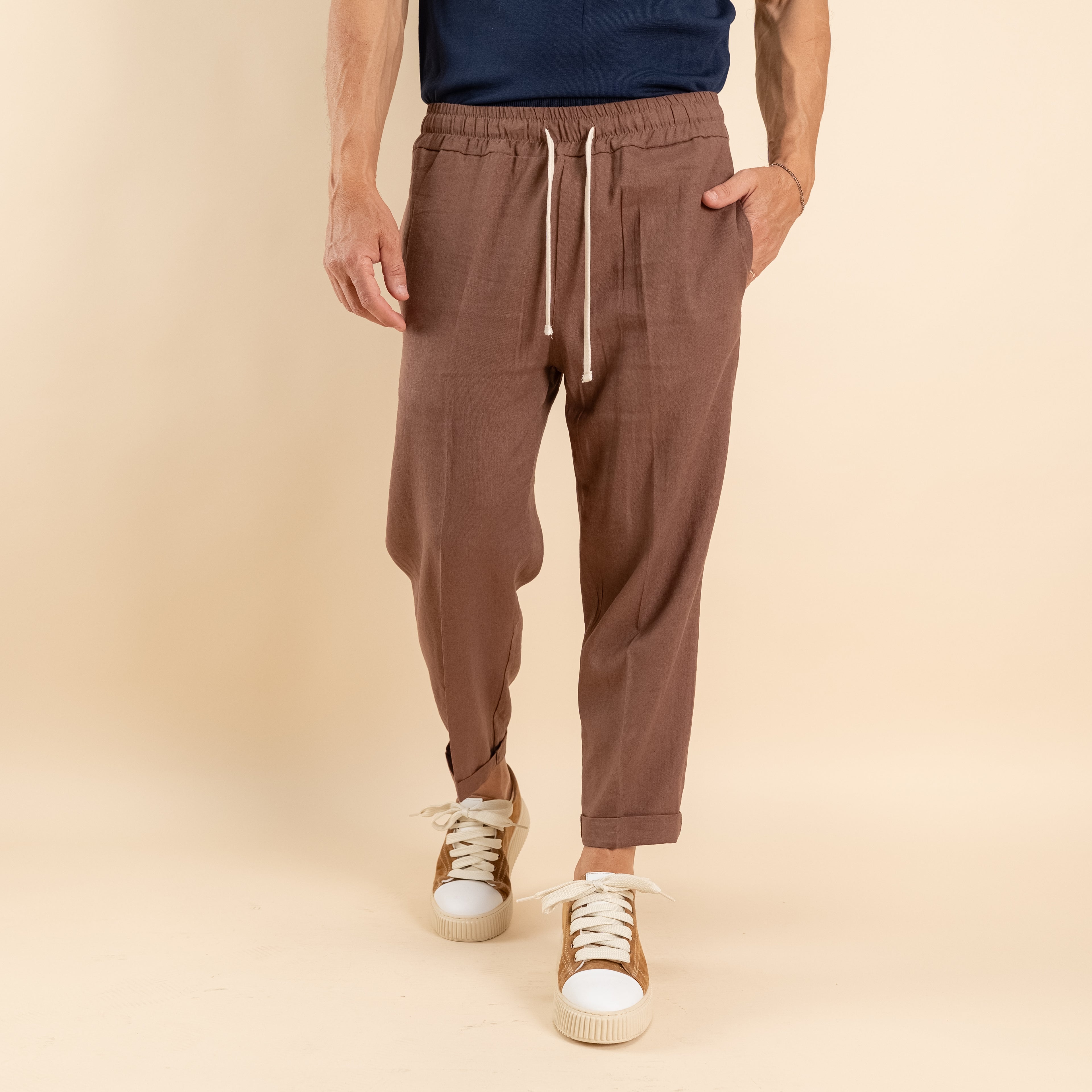 Pantalaccio in misto lino - Moro
