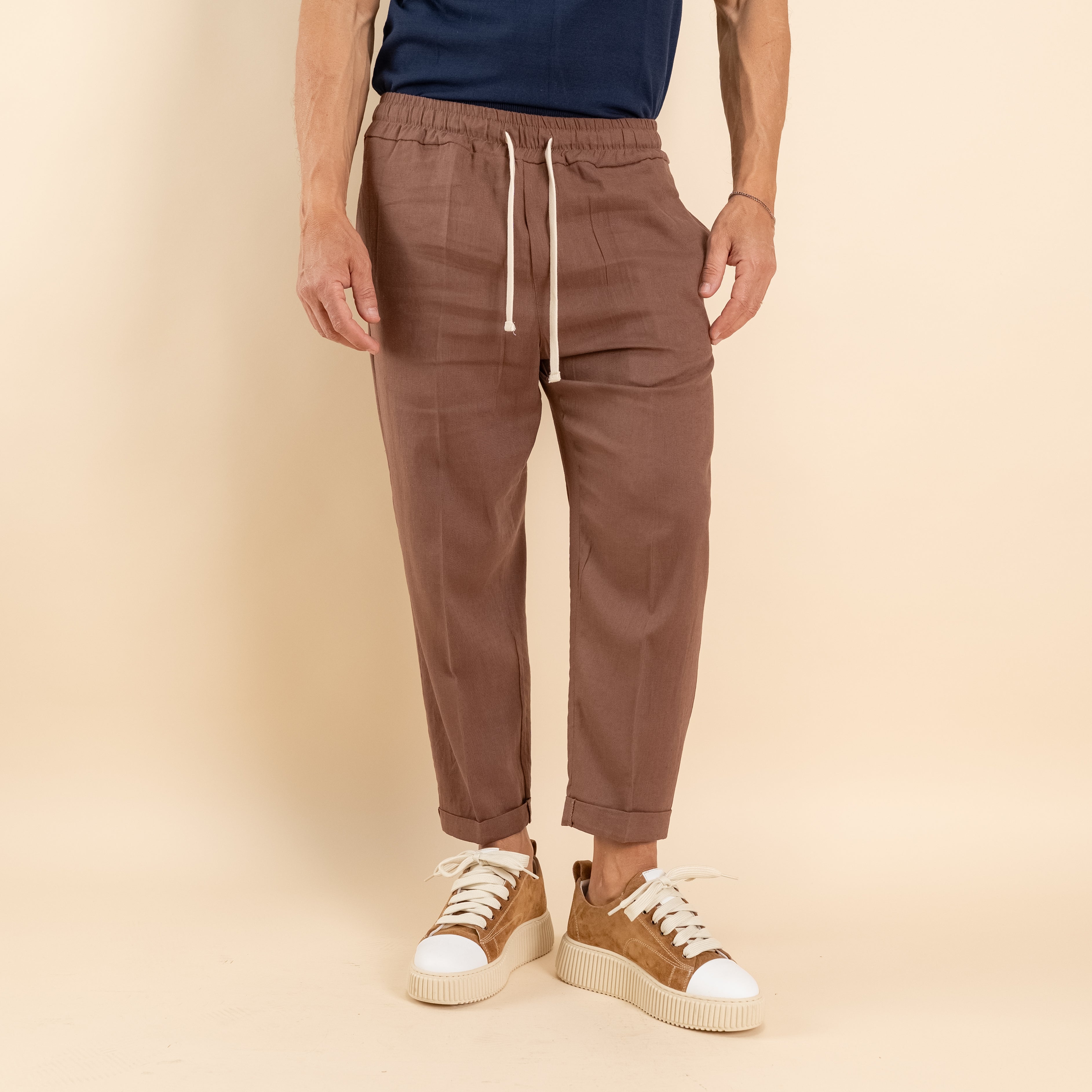 Pantalaccio in misto lino - Moro