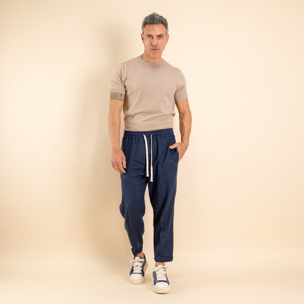 Pantalaccio in misto lino - Blu