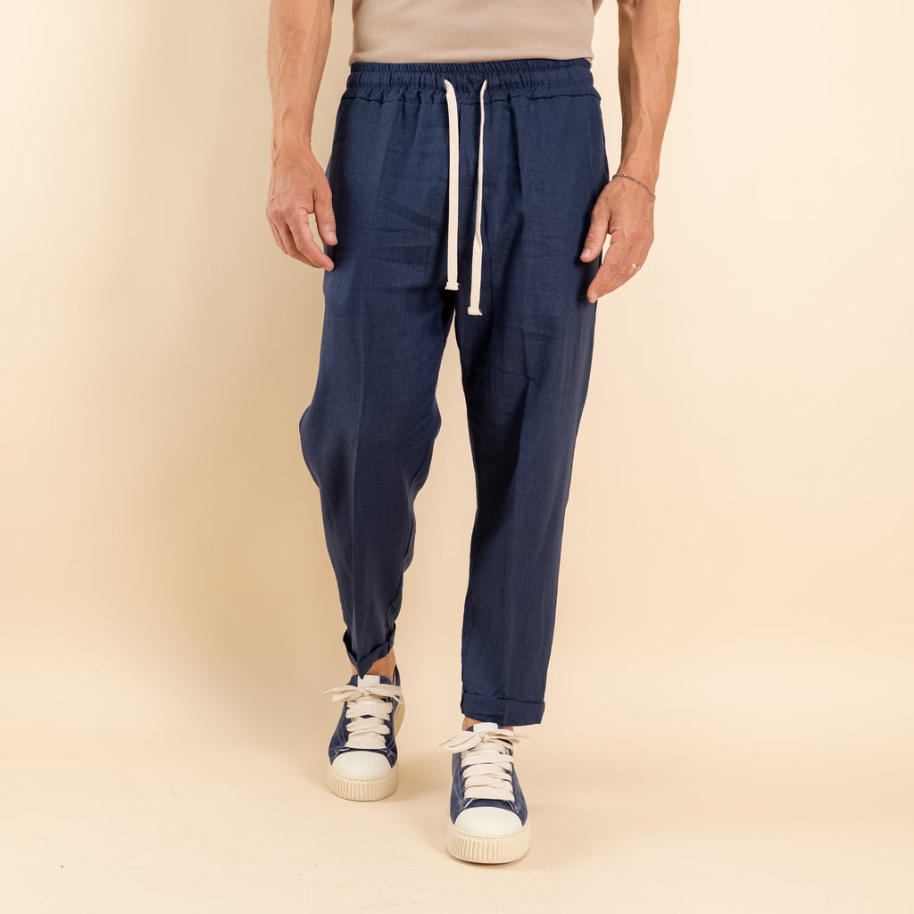 Pantalaccio in misto lino - Blu