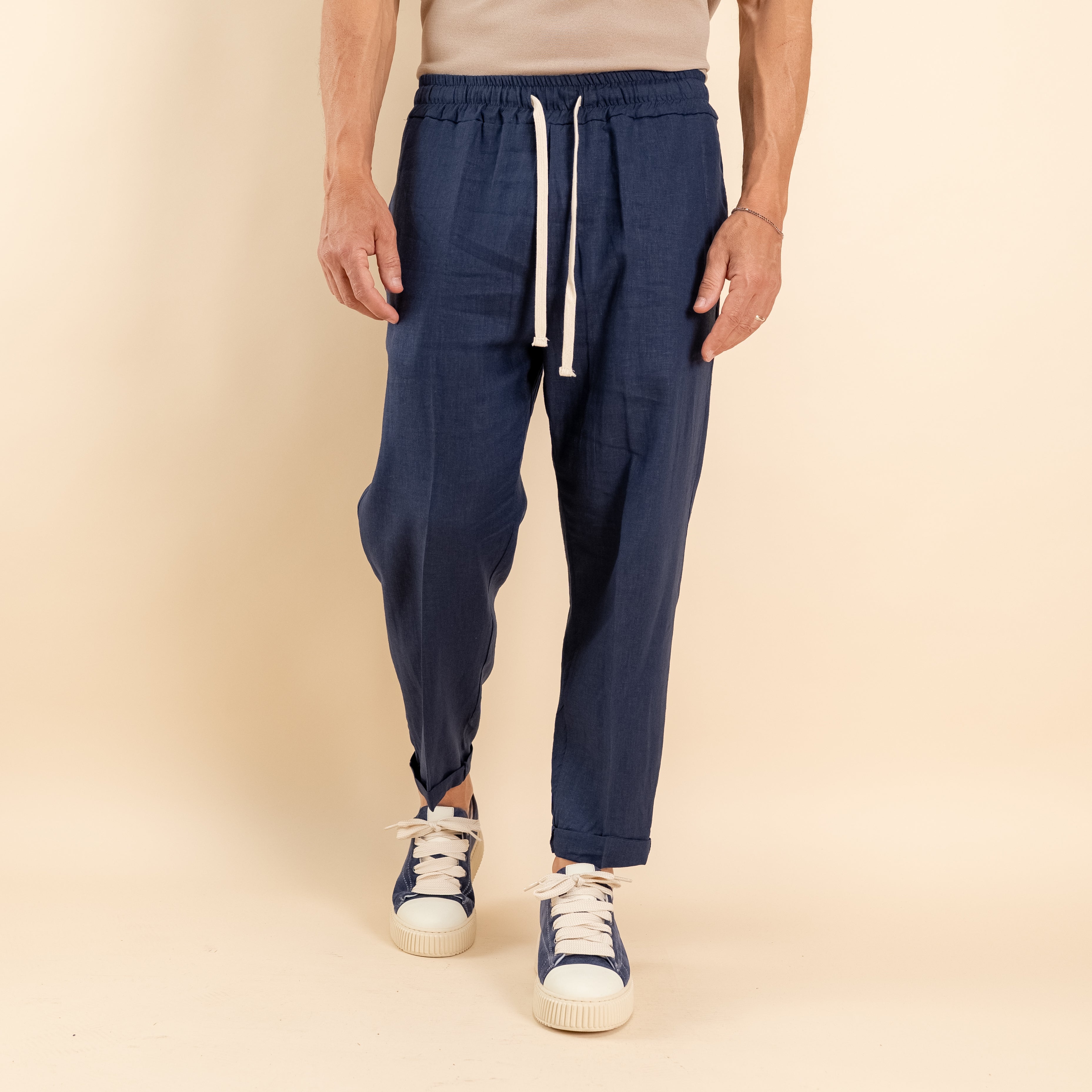 Pantalaccio in misto lino - Blu