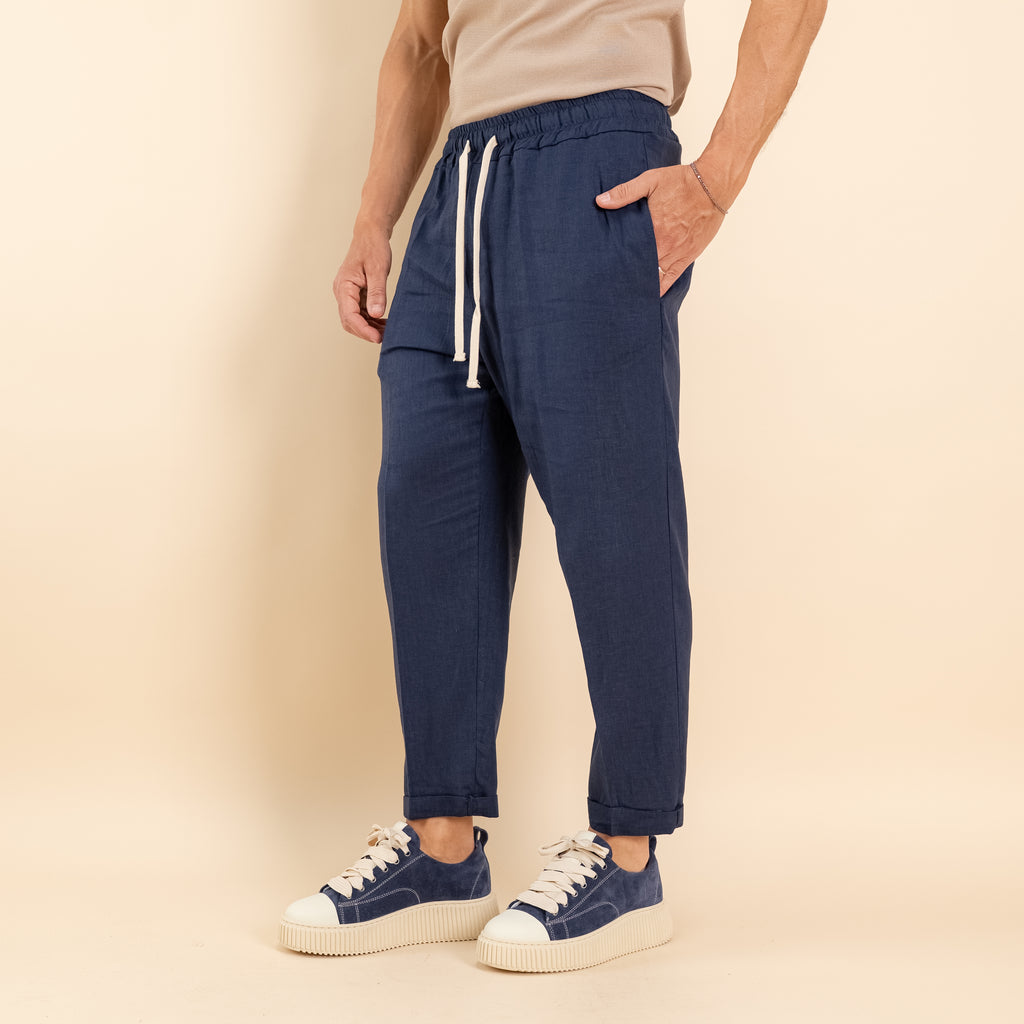 Pantalaccio in misto lino - Blu