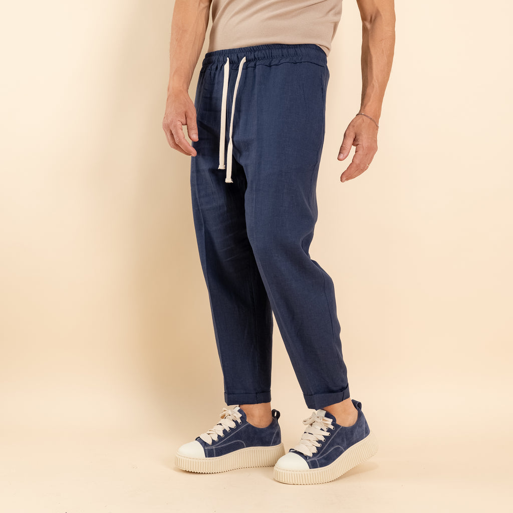 Pantalaccio in misto lino - Blu