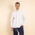 Camicia in misto lino fintone coperto - Bianco