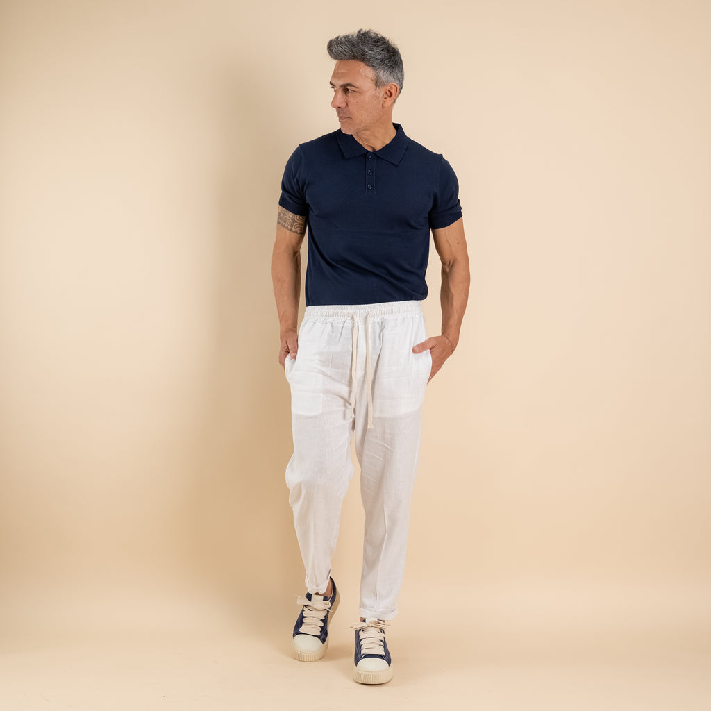 Pantalaccio in misto lino - Bianco