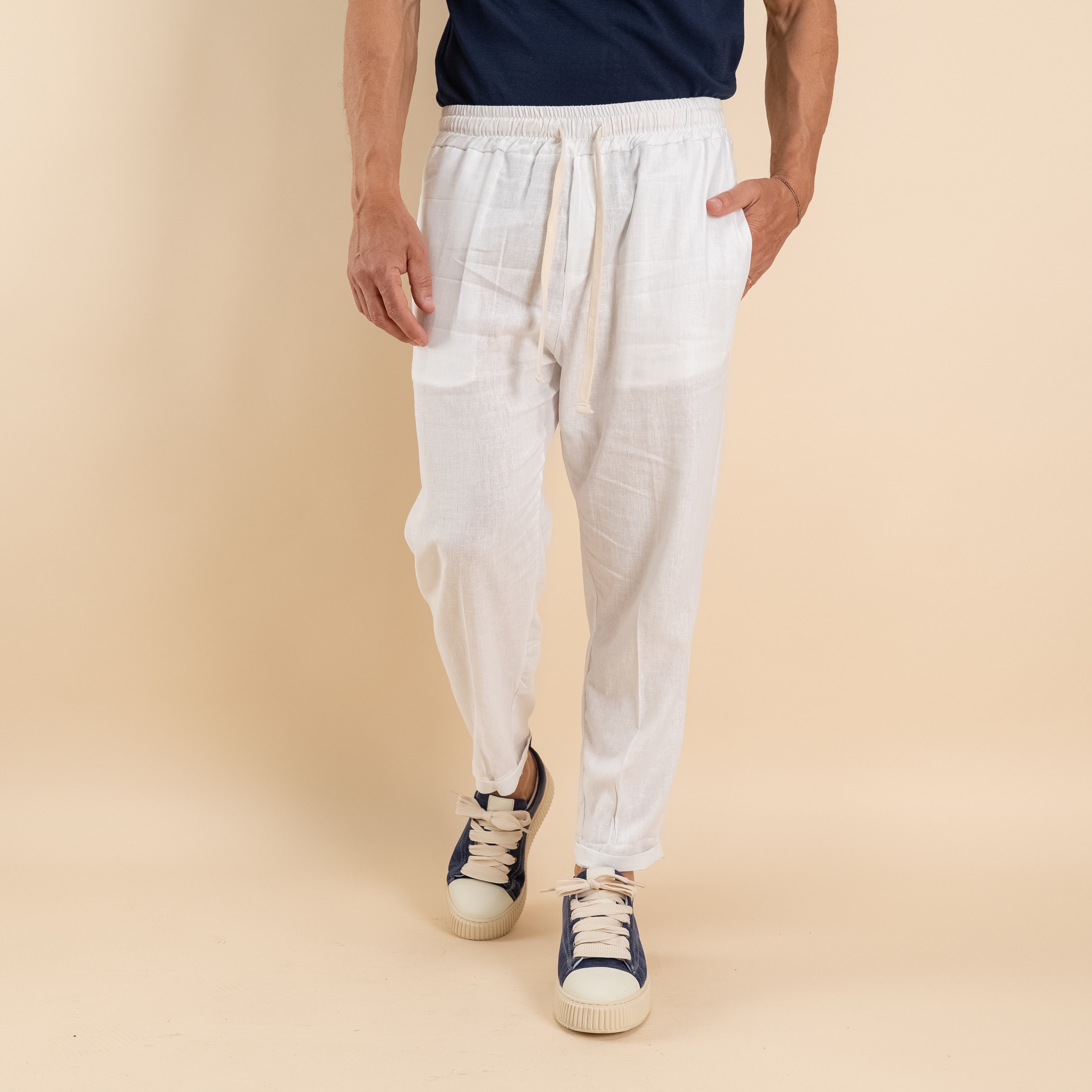 Pantalaccio in misto lino - Bianco