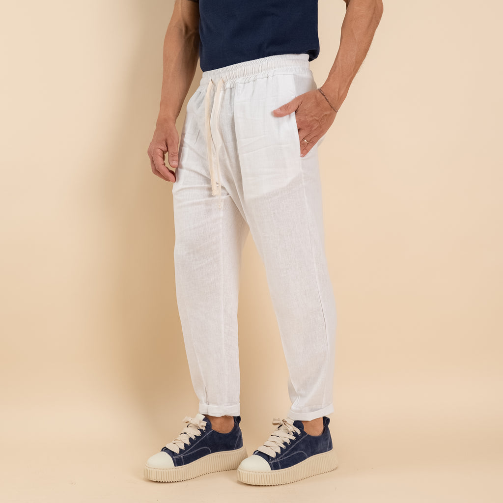 Pantalaccio in misto lino - Bianco