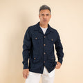 Camicia sahariana in misto lino - Blu