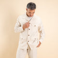 Camicia sahariana in misto lino - Beige