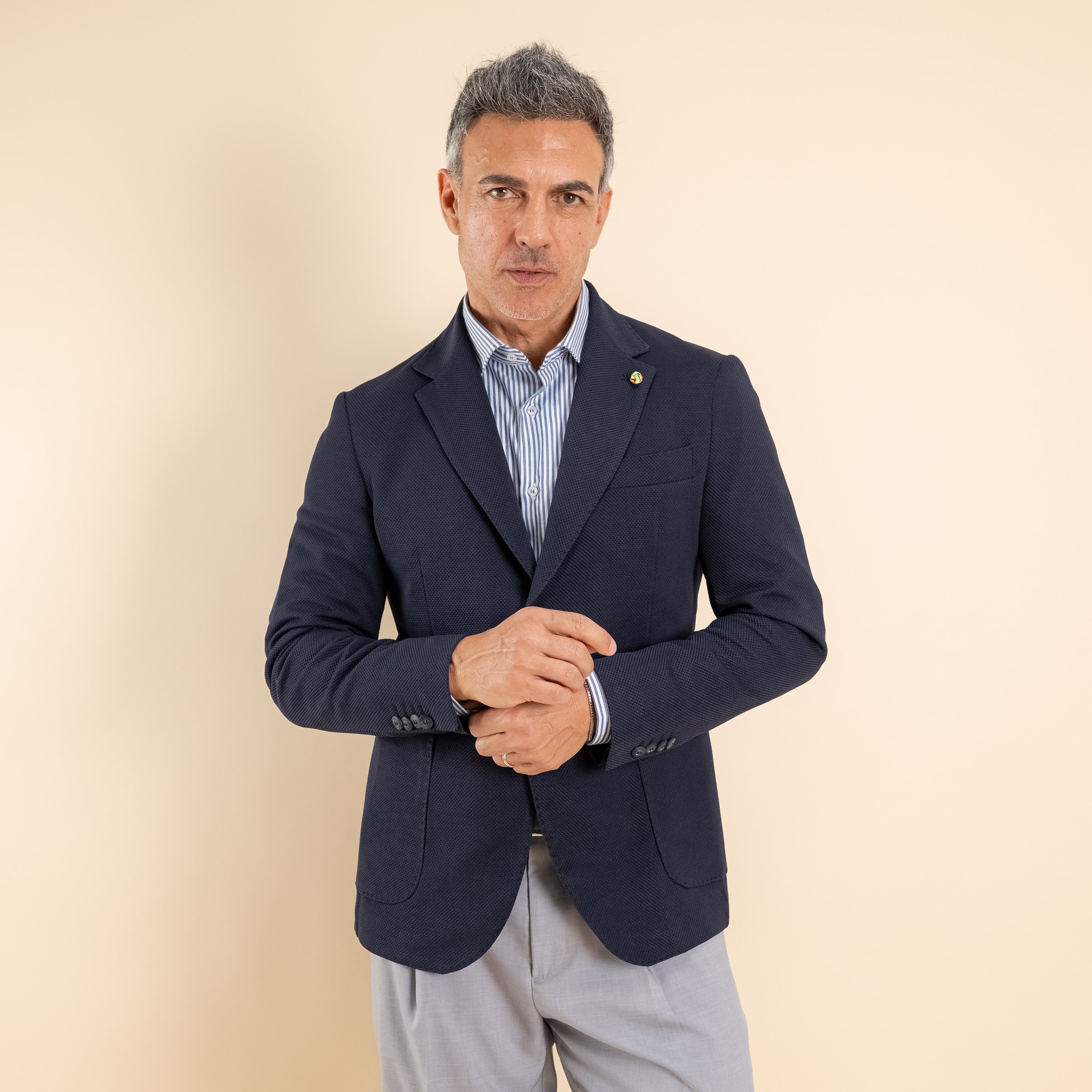 Giacca monopetto nido d'ape - Blu