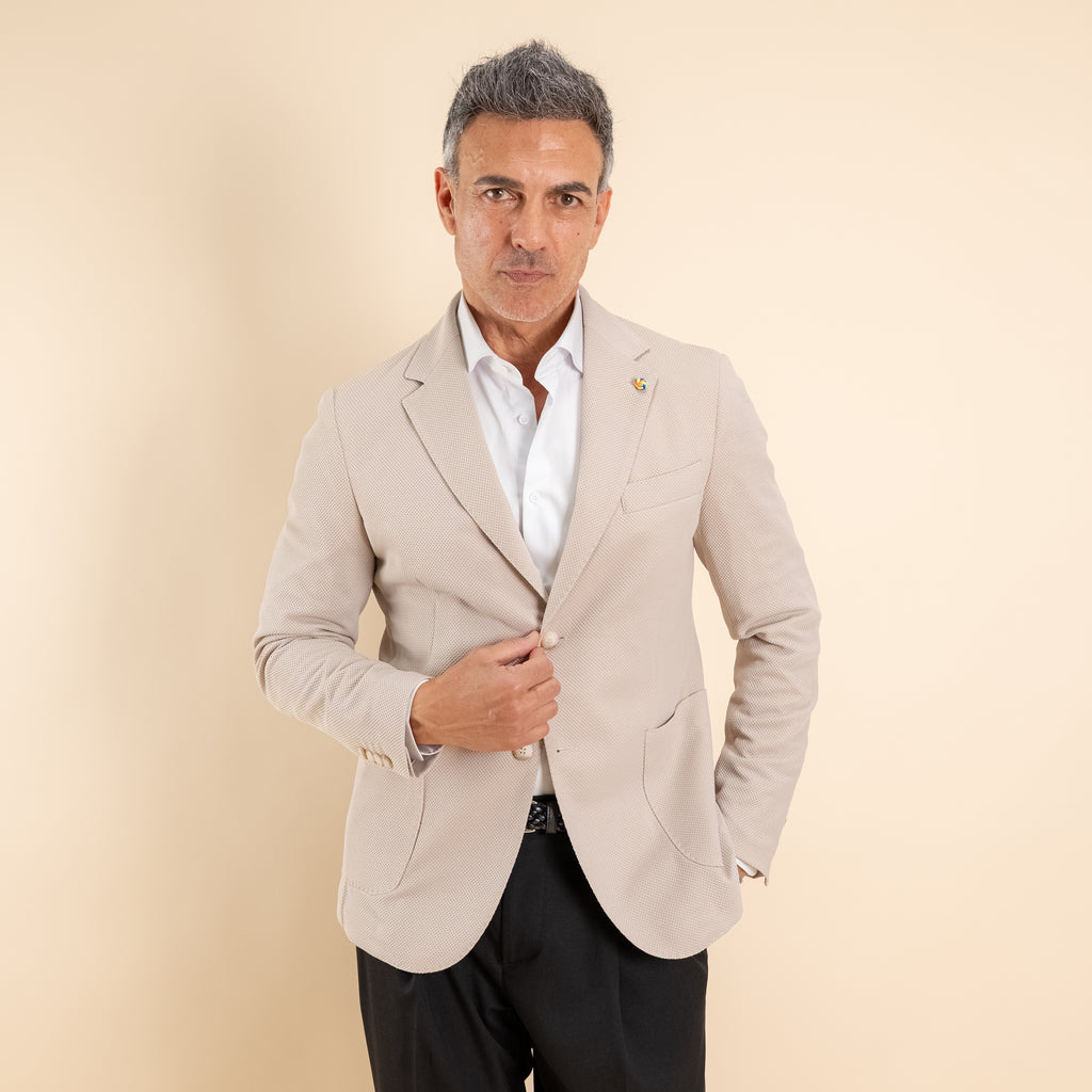 Giacca monopetto nido d'ape - Beige