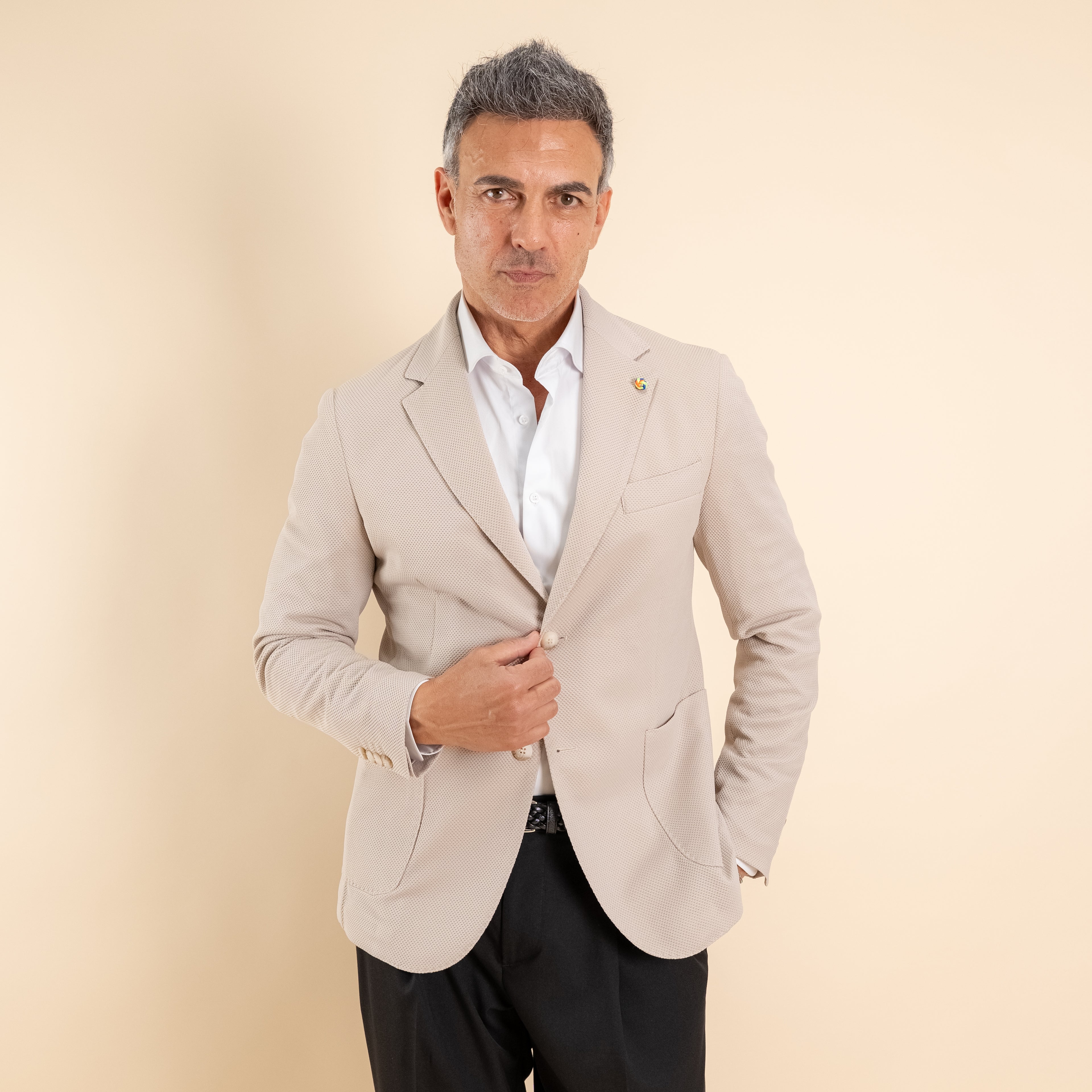 Giacca monopetto nido d'ape - Beige