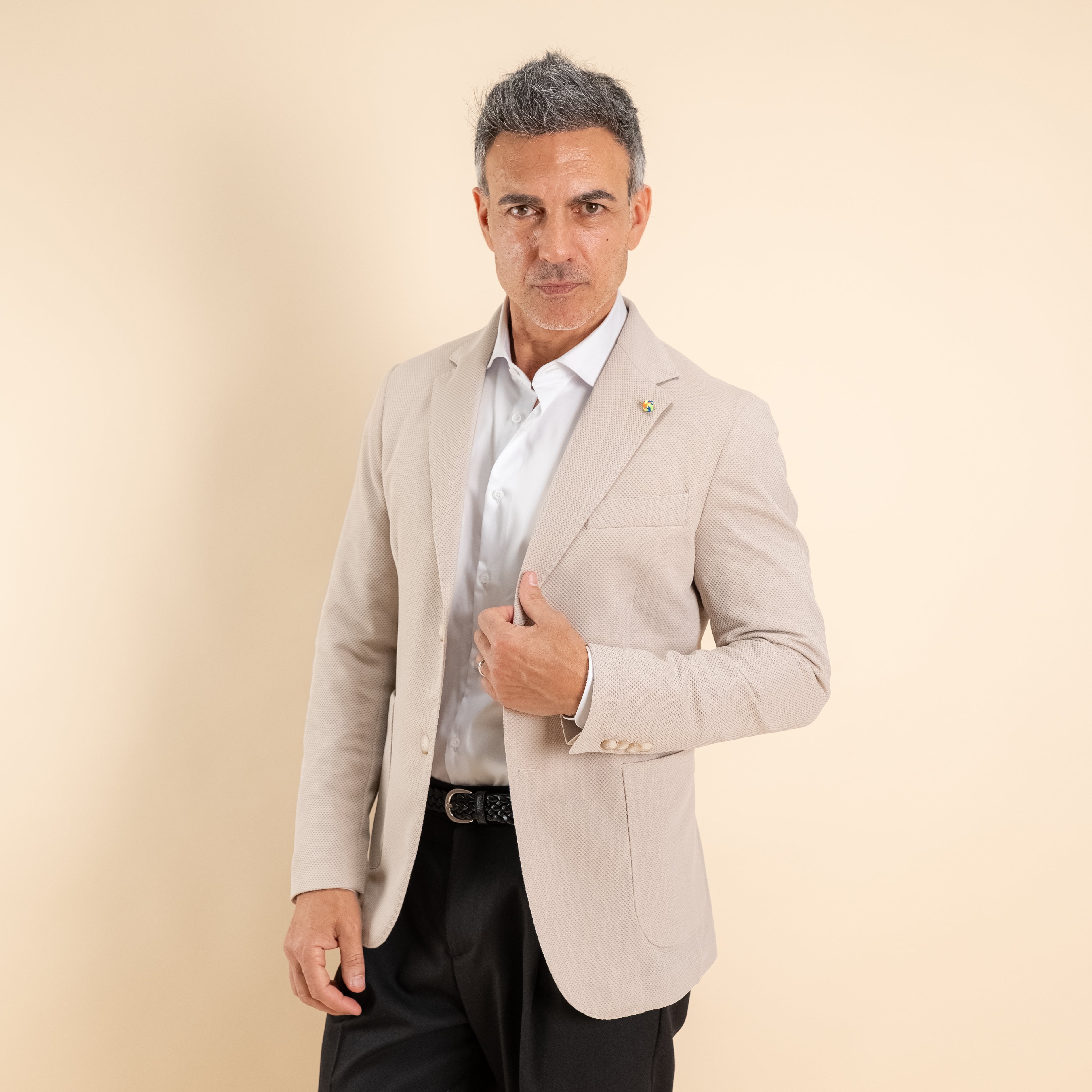 Giacca monopetto nido d'ape - Beige