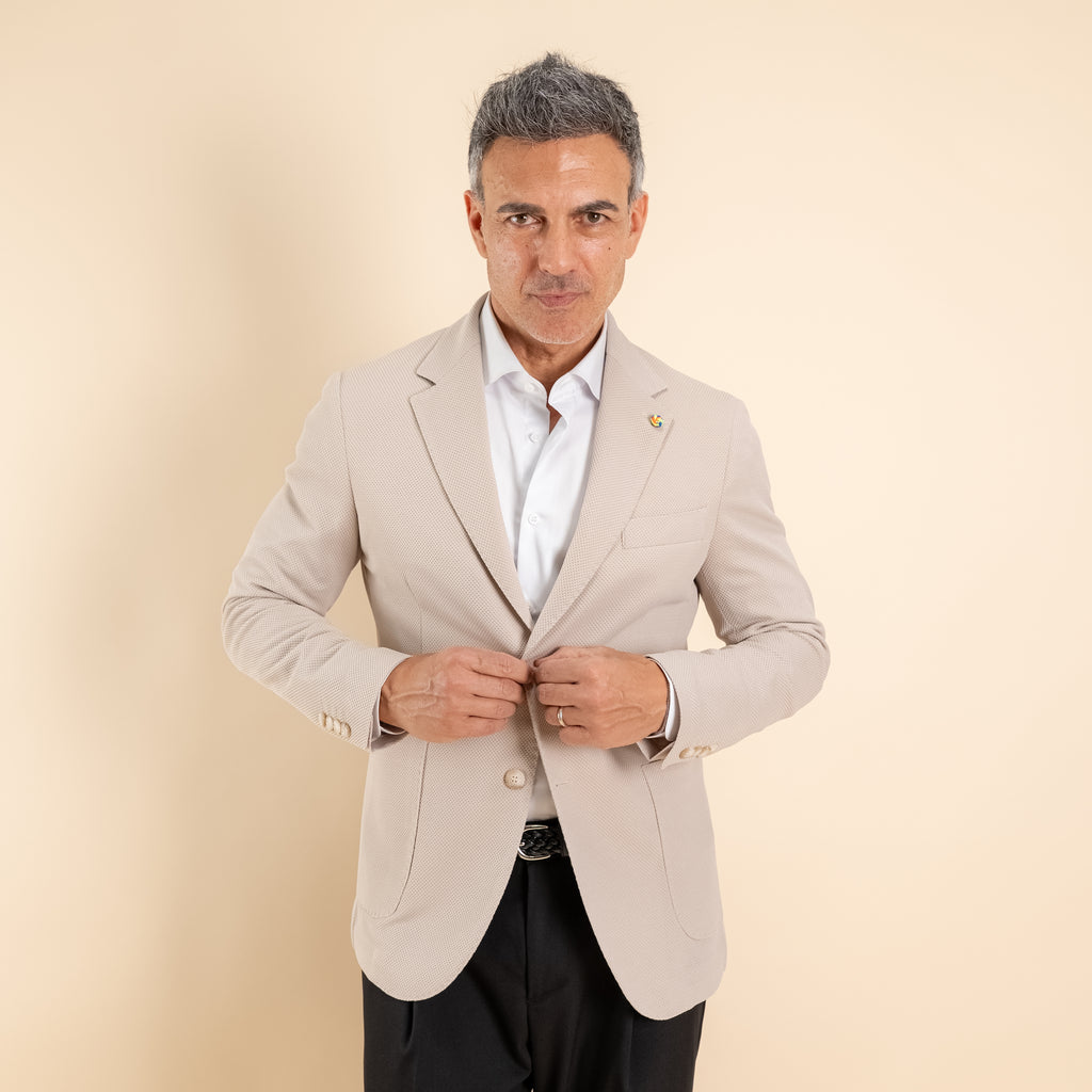Giacca monopetto nido d'ape - Beige