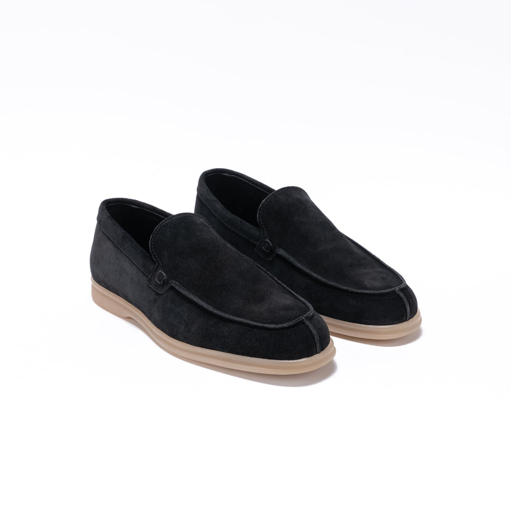 Pantofola in camoscio con fondo comfort – Nero