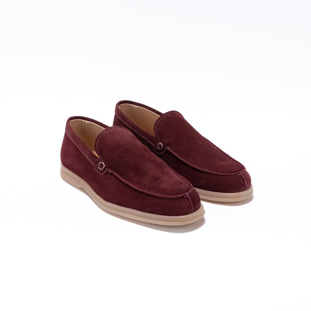 Pantofola in camoscio con fondo comfort – Vinaccia