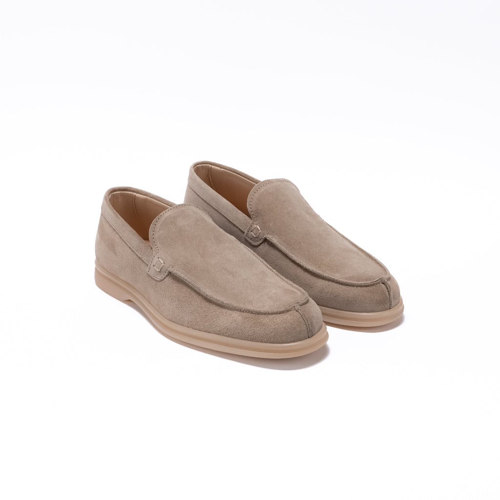 Pantofola in camoscio con fondo comfort – Tortora
