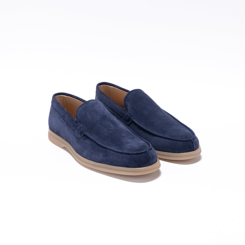 Pantofola in camoscio con fondo comfort –  Blu