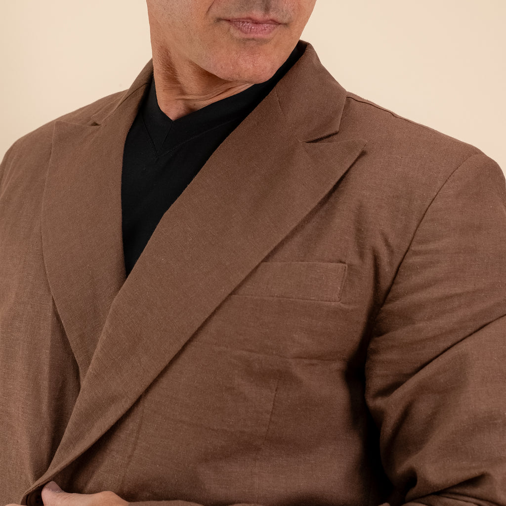 Abito doppiopetto in misto lino - Moro