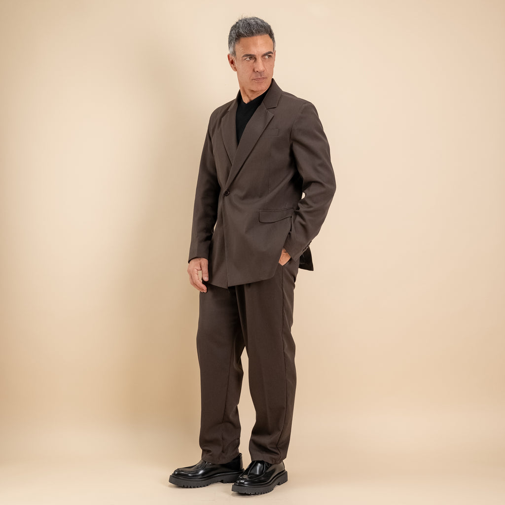 Abito oversize con bottone singolo - Marrone