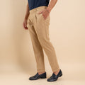 Pantalone slim fit con Pinces e risvolto - Biscotto