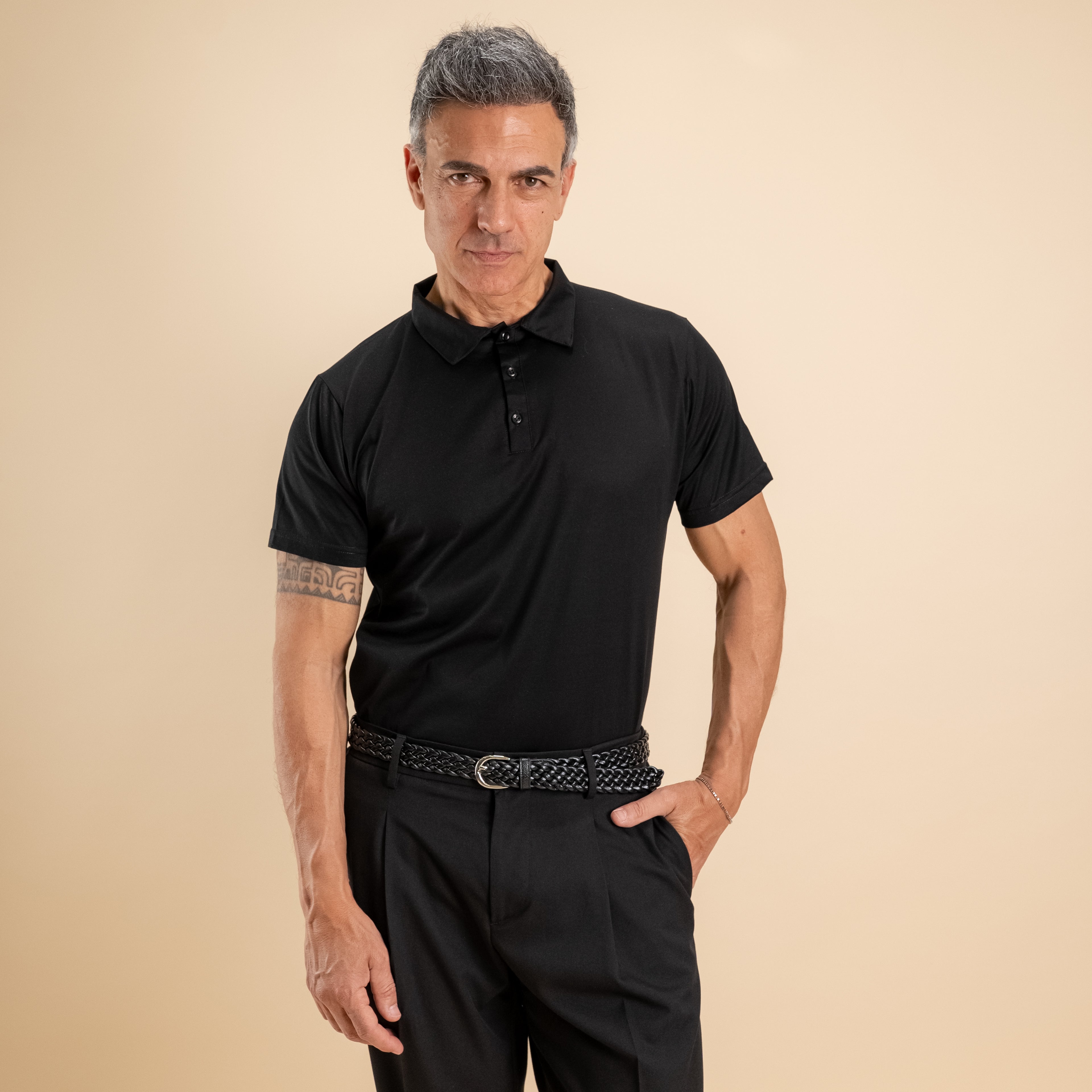 Polo in filo di scozia - Nero