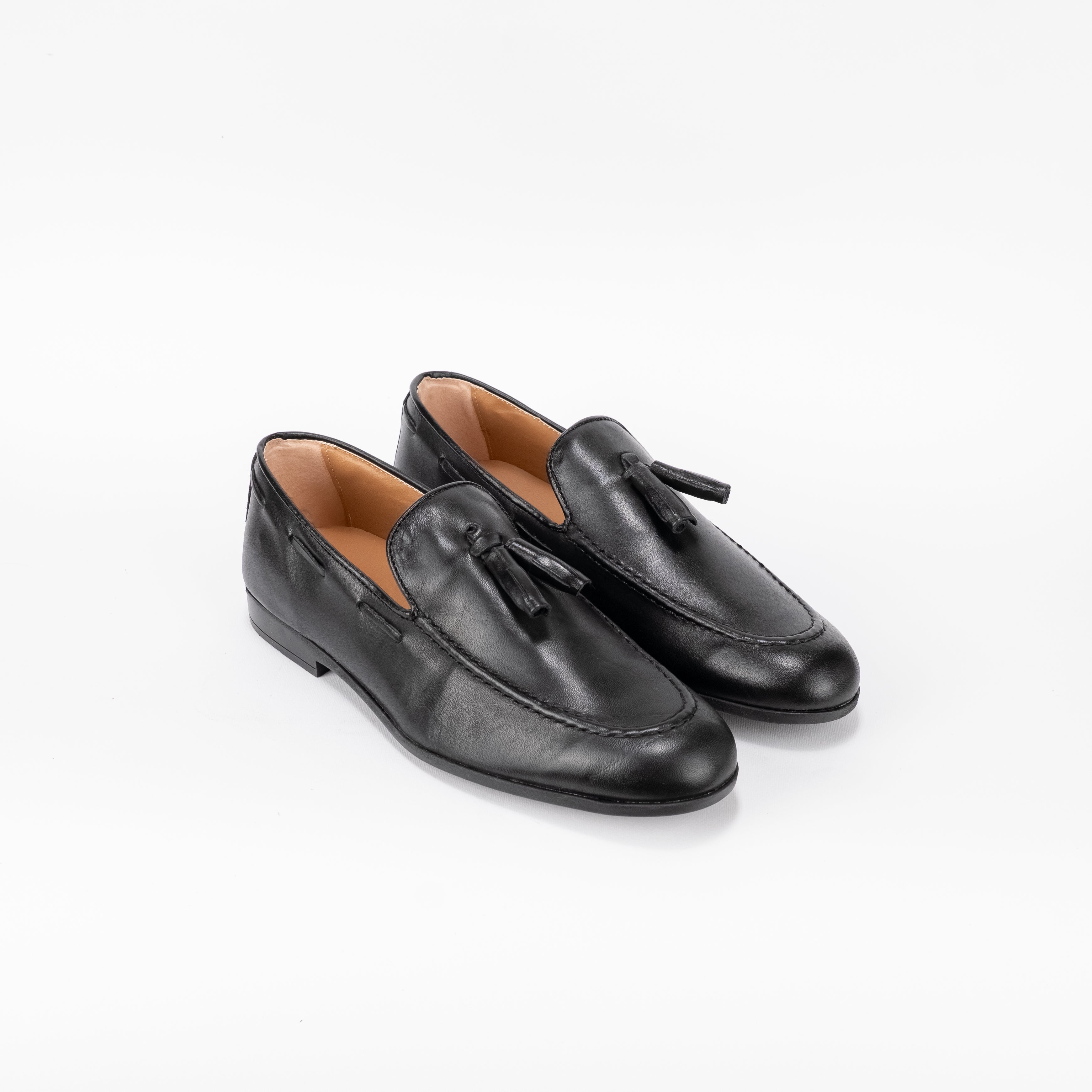 Mocassino pelle con nappine fondo gomma - Nero