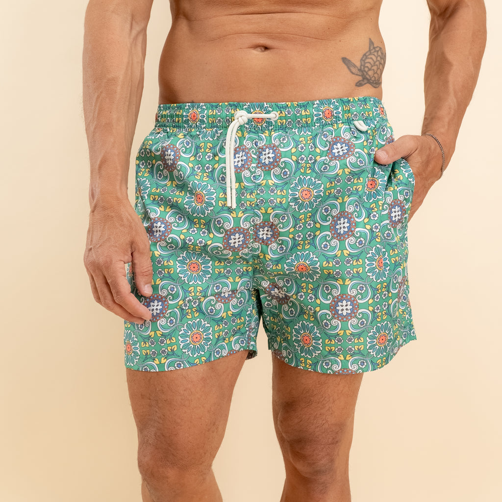 Traje de baño estampado mayólica - Verde