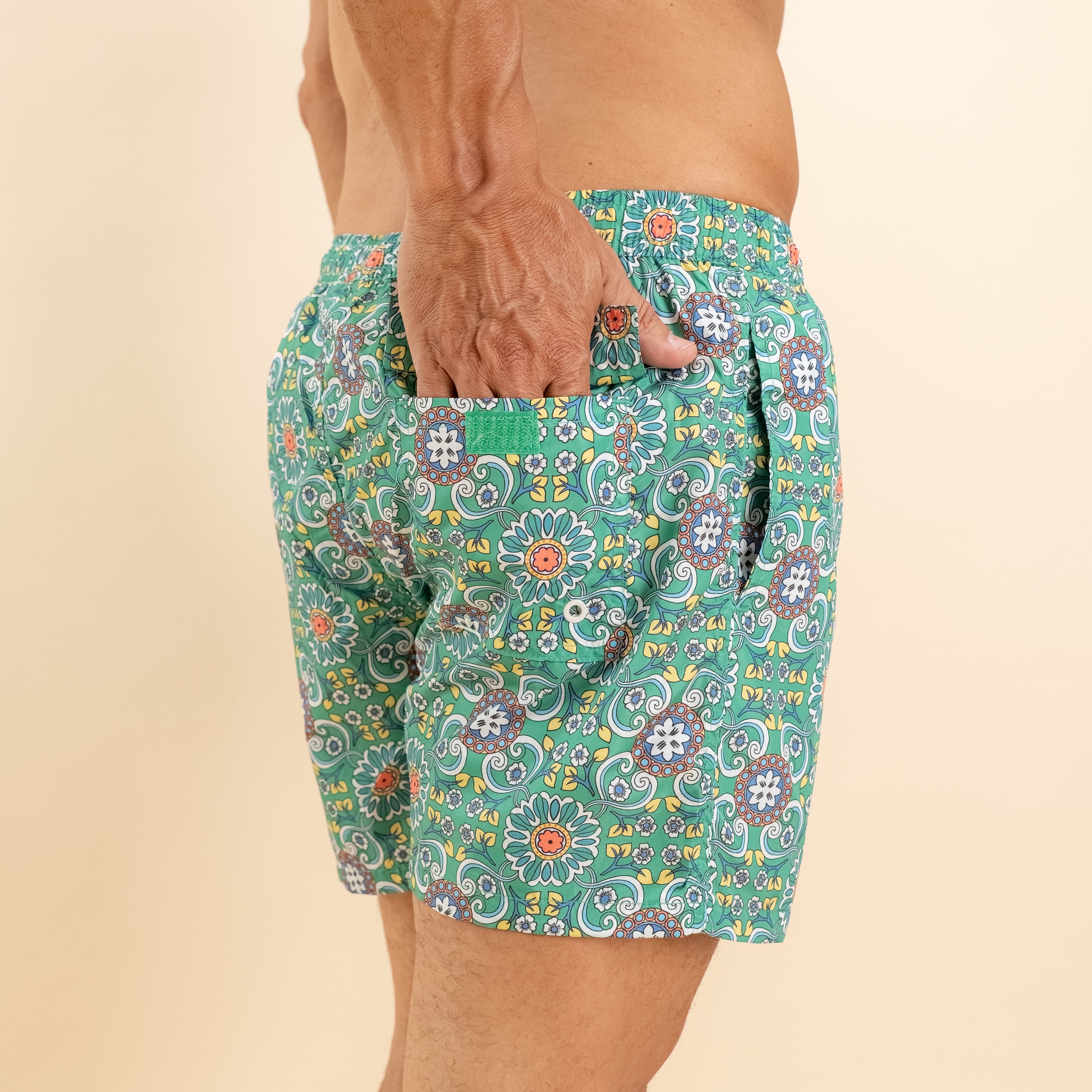 Costume da bagno a fantasia maiolica - Verde