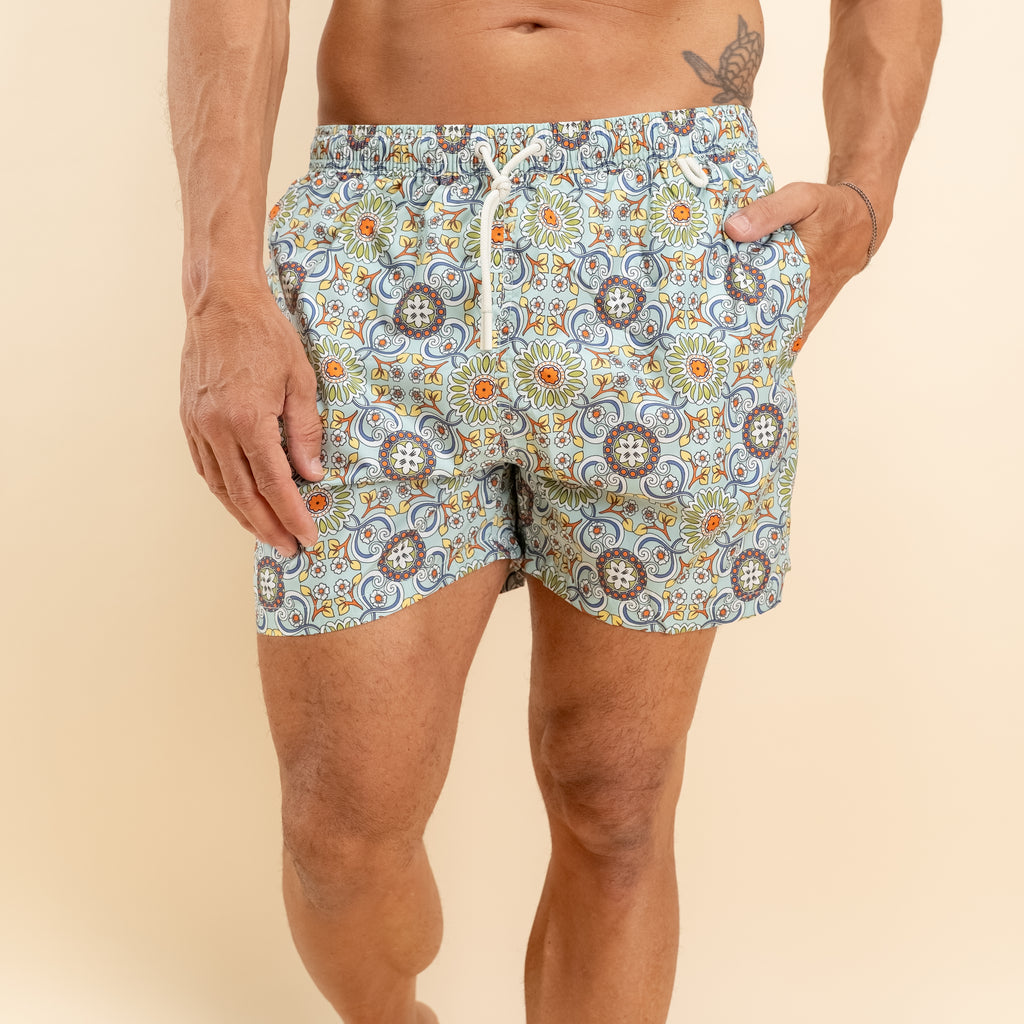 Costume da bagno a fantasia maiolica - Verde Acqua