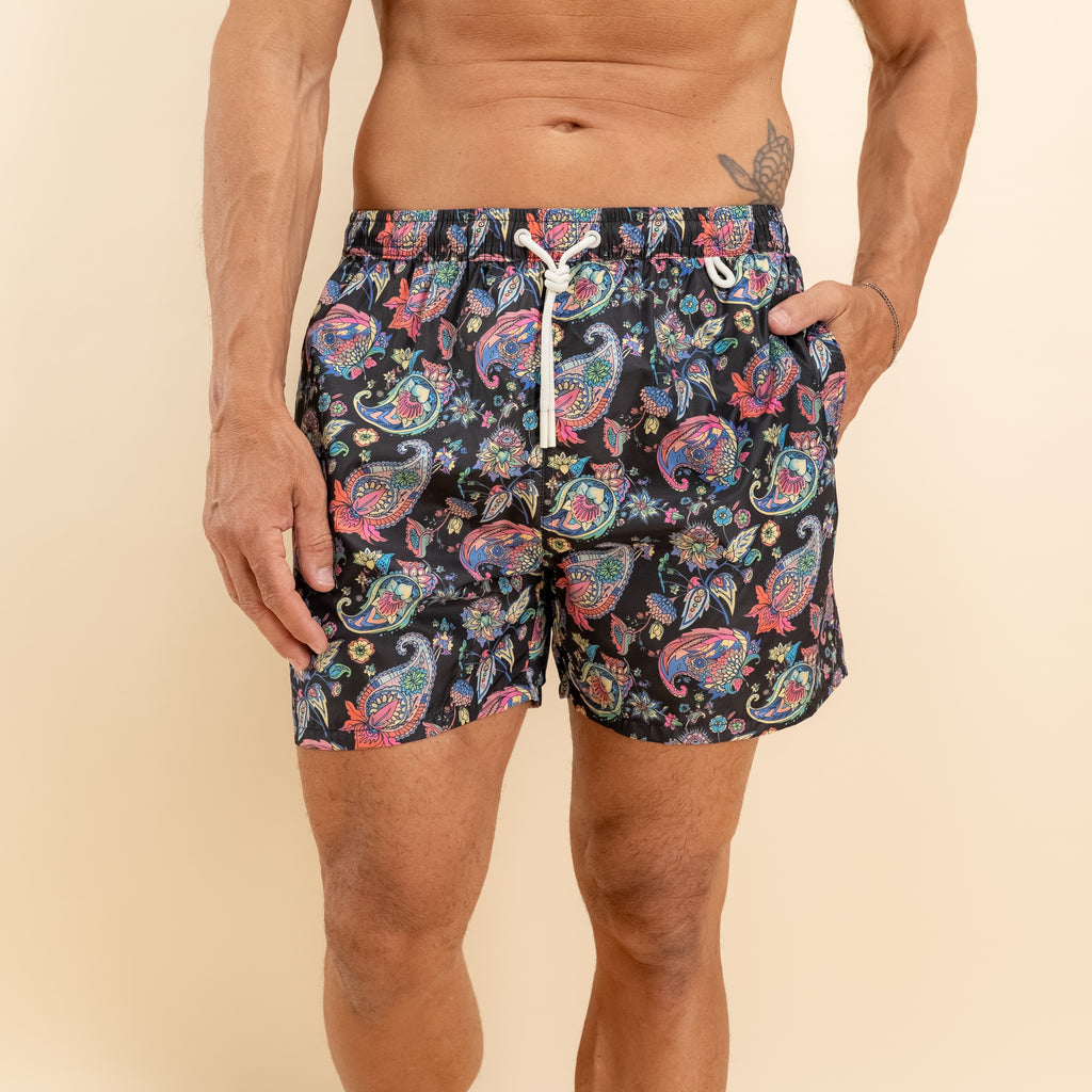 Costume da bagno fantasia paisley multicolor - Nero