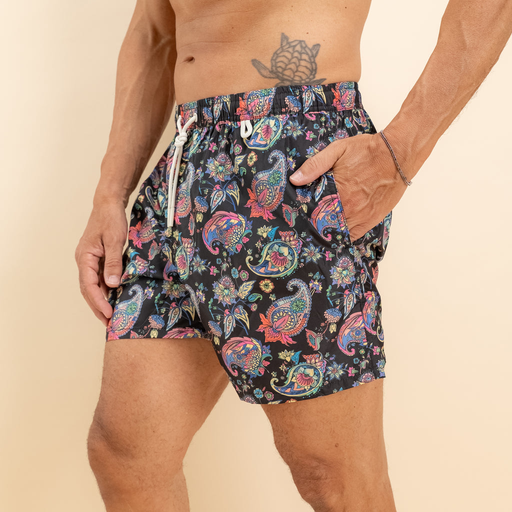 Costume da bagno fantasia paisley multicolor - Nero