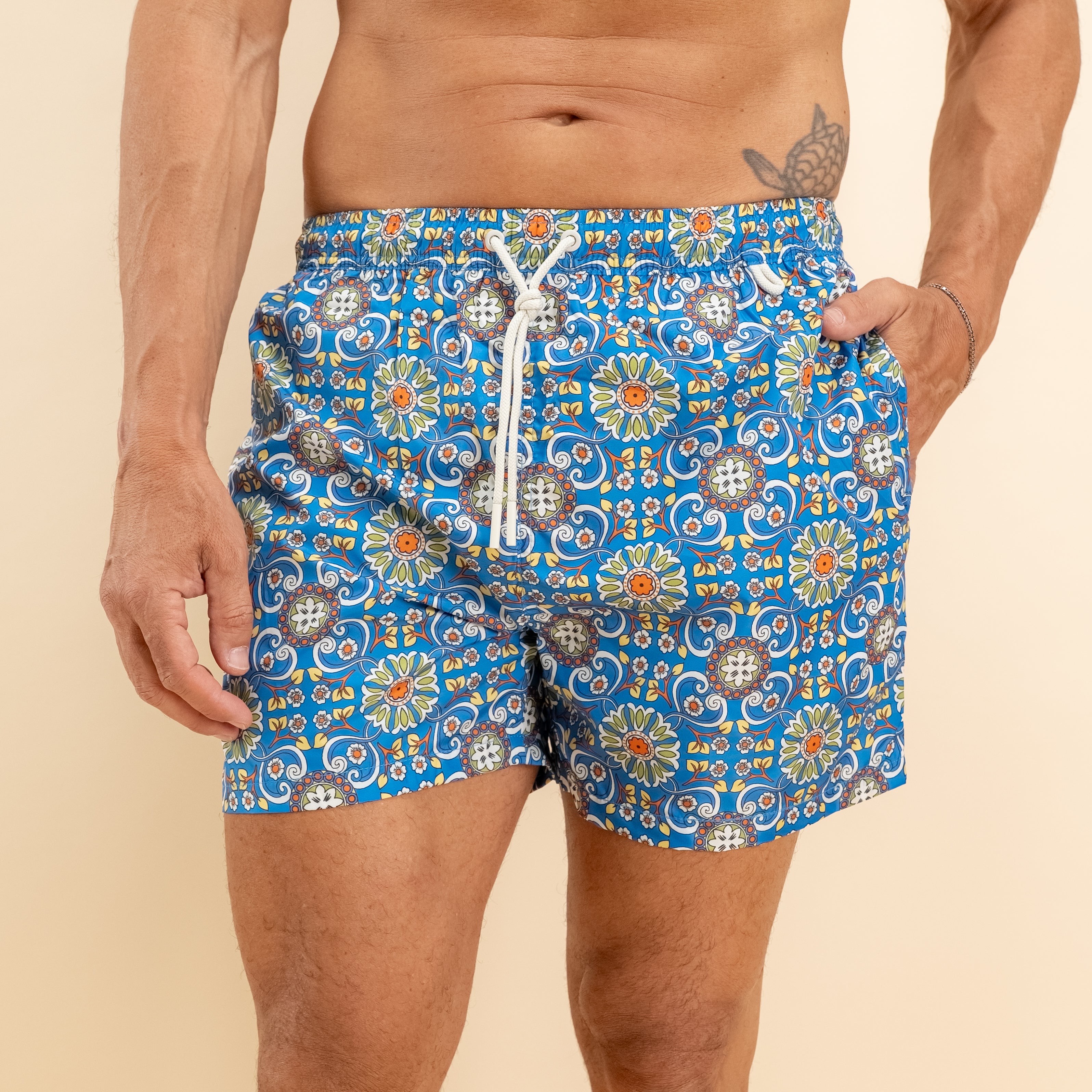Costume da bagno a fantasia maiolica - Blu