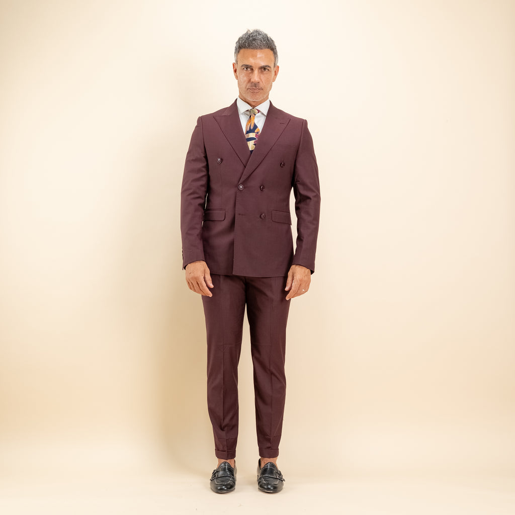 Abito doppiopetto e pantalone con molla - Vinaccia