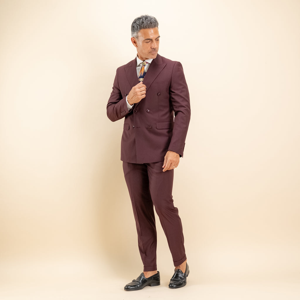 Abito doppiopetto e pantalone con molla - Vinaccia