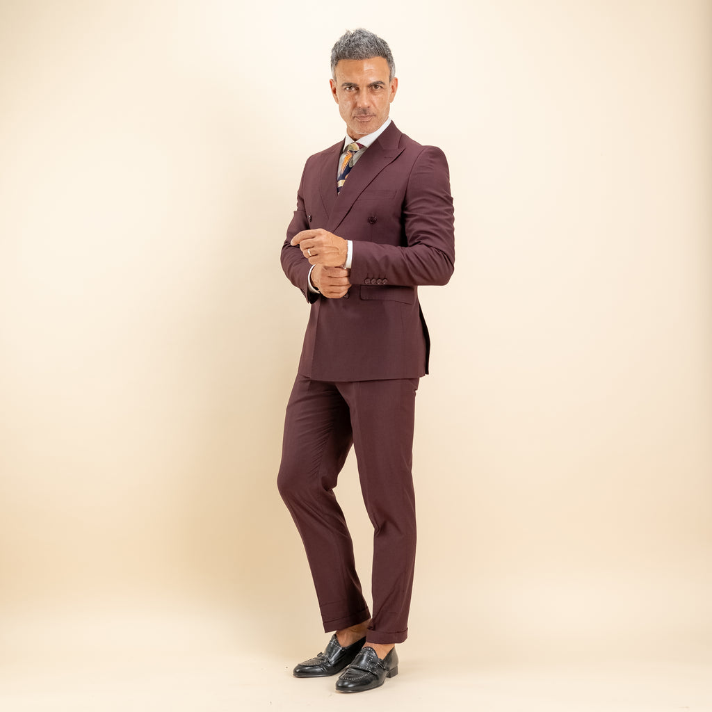 Abito doppiopetto e pantalone con molla - Vinaccia