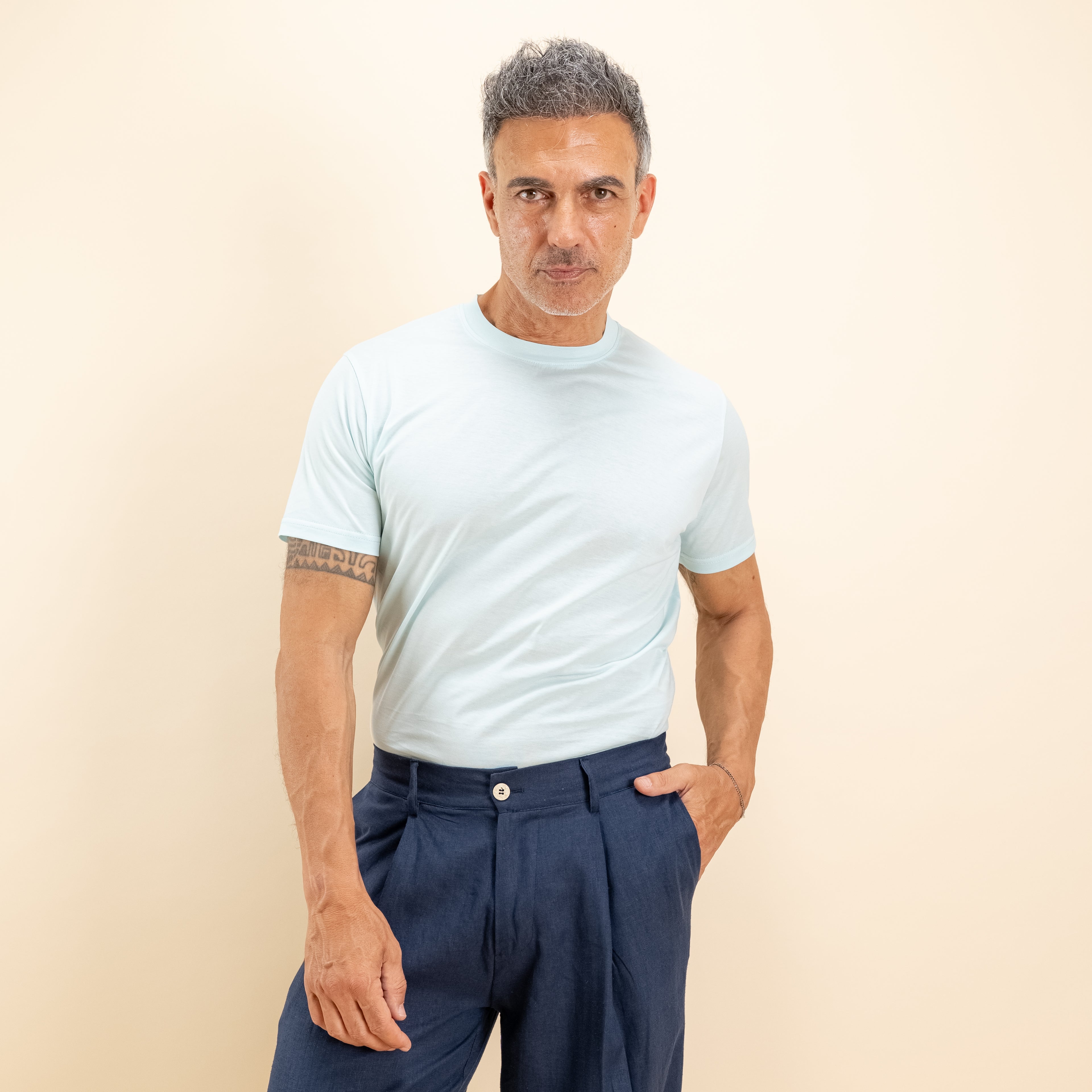 T-shirt in Filo di Scozia - Azzurro