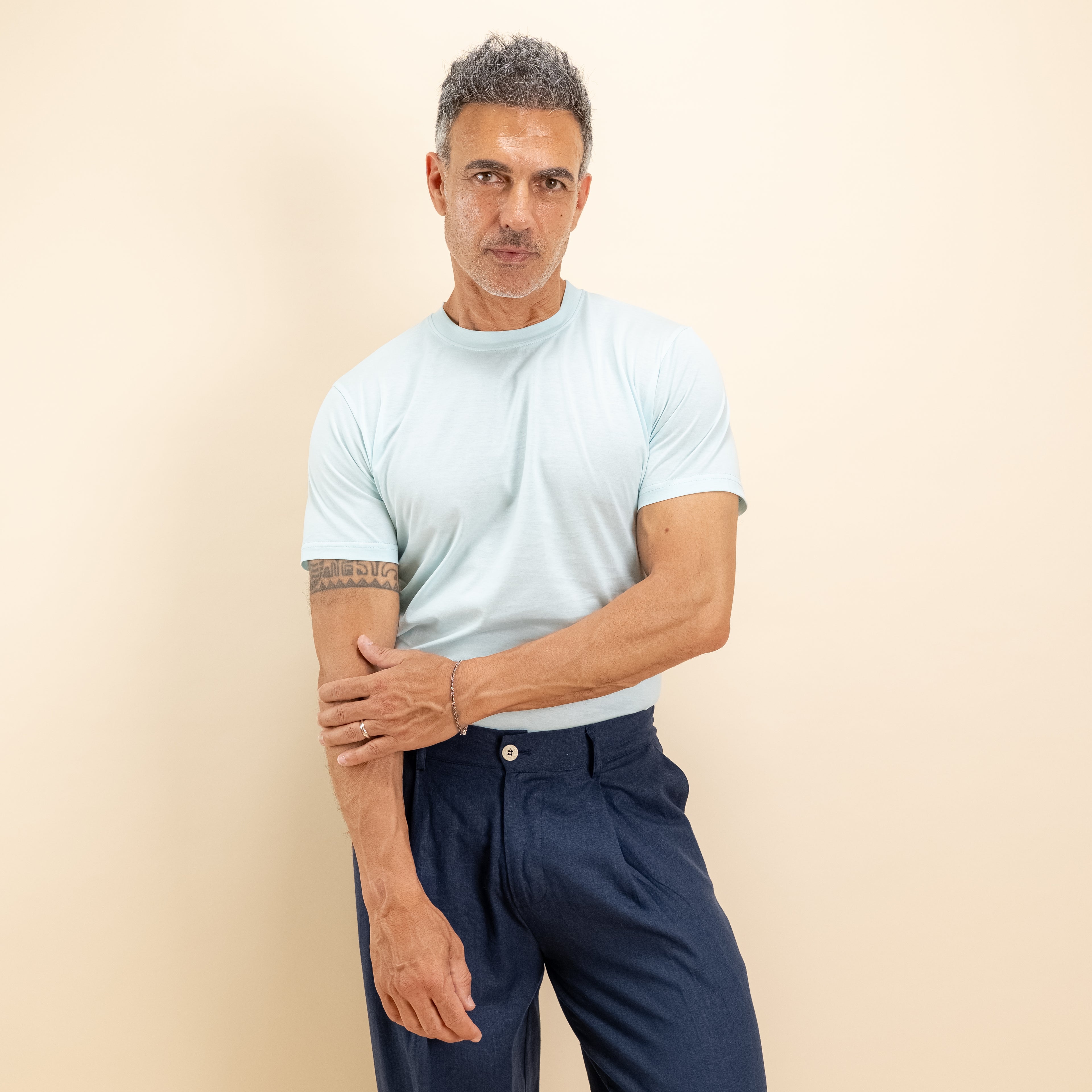 T-shirt in Filo di Scozia - Azzurro