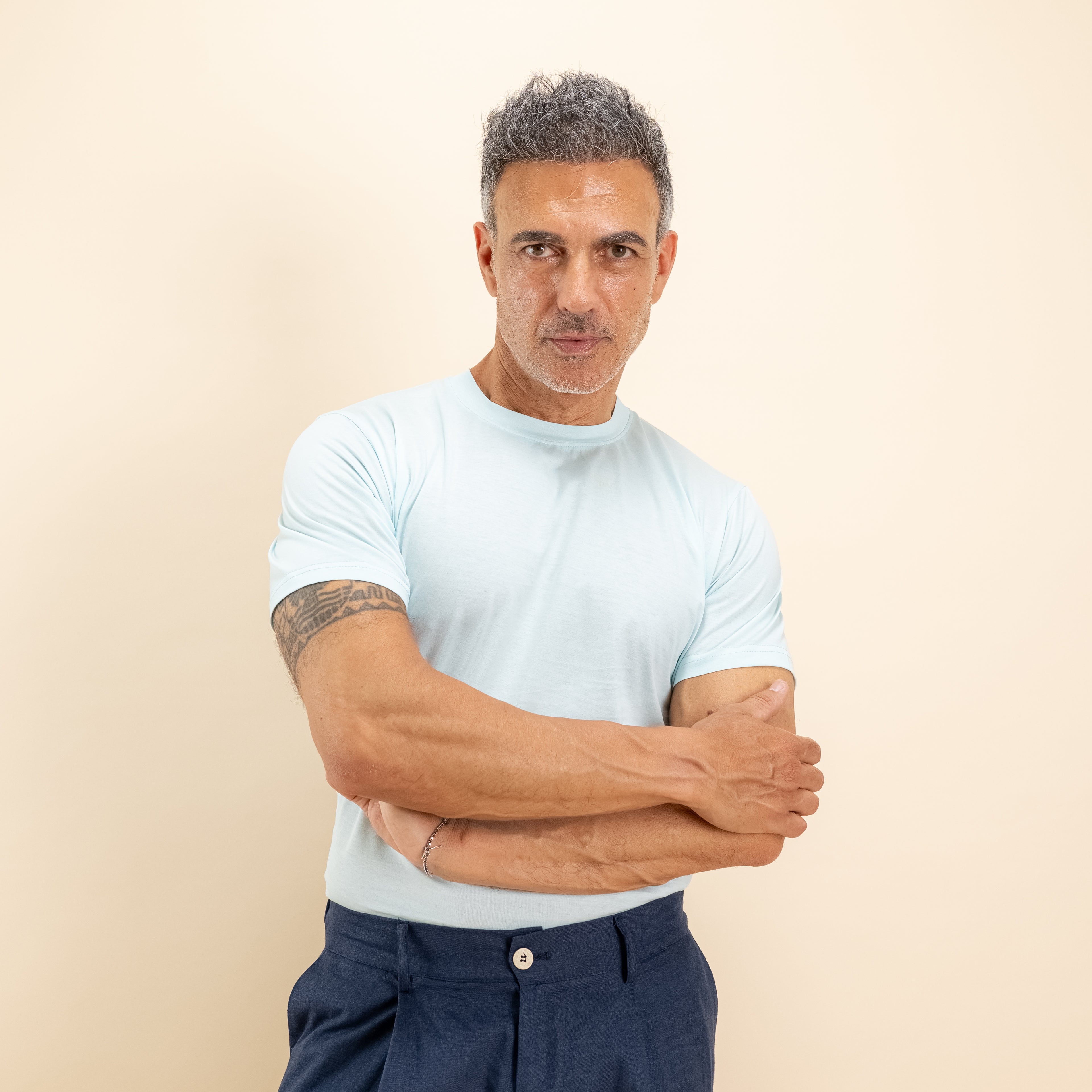 T-shirt in Filo di Scozia - Azzurro