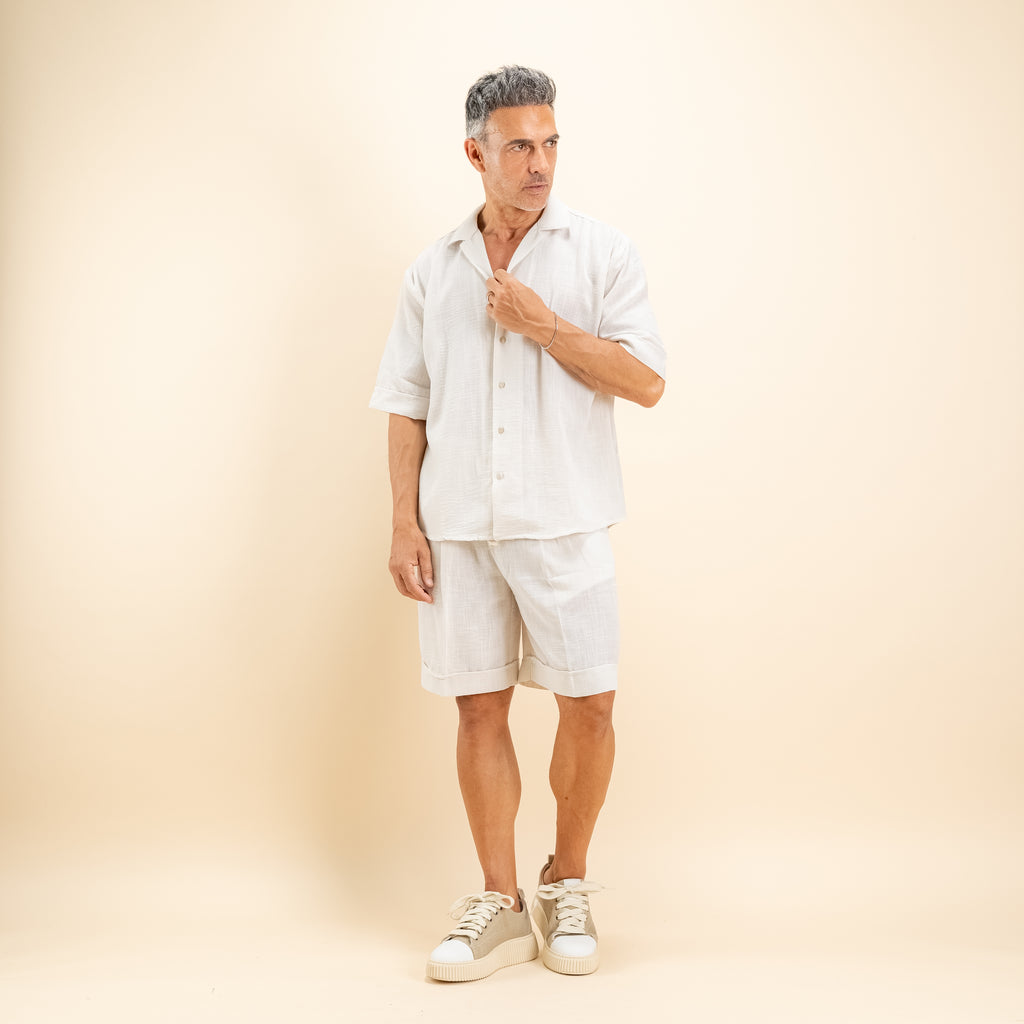 Coordinato effetto lino con pantaloncino - Burro