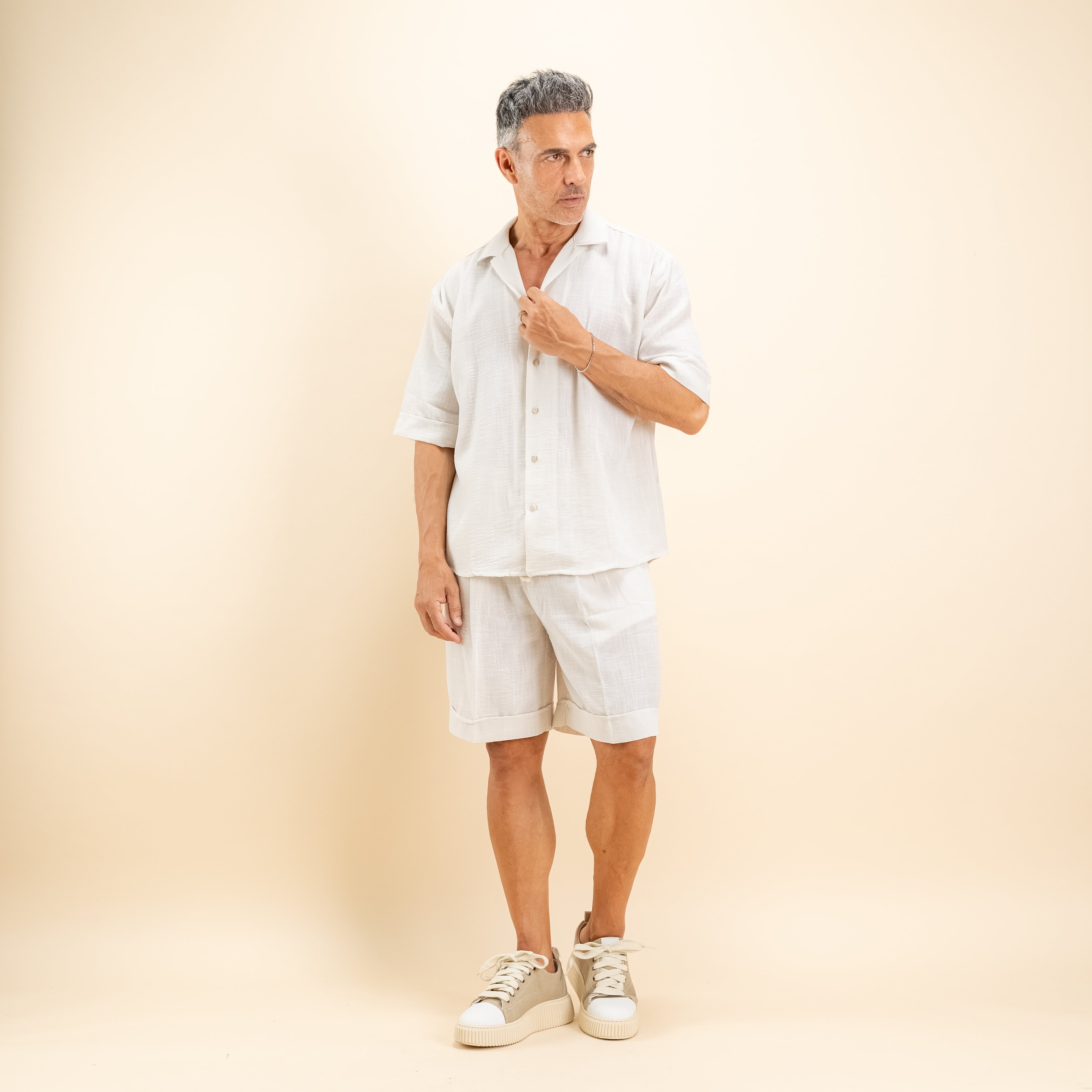 Coordinato effetto lino con pantaloncino - Burro