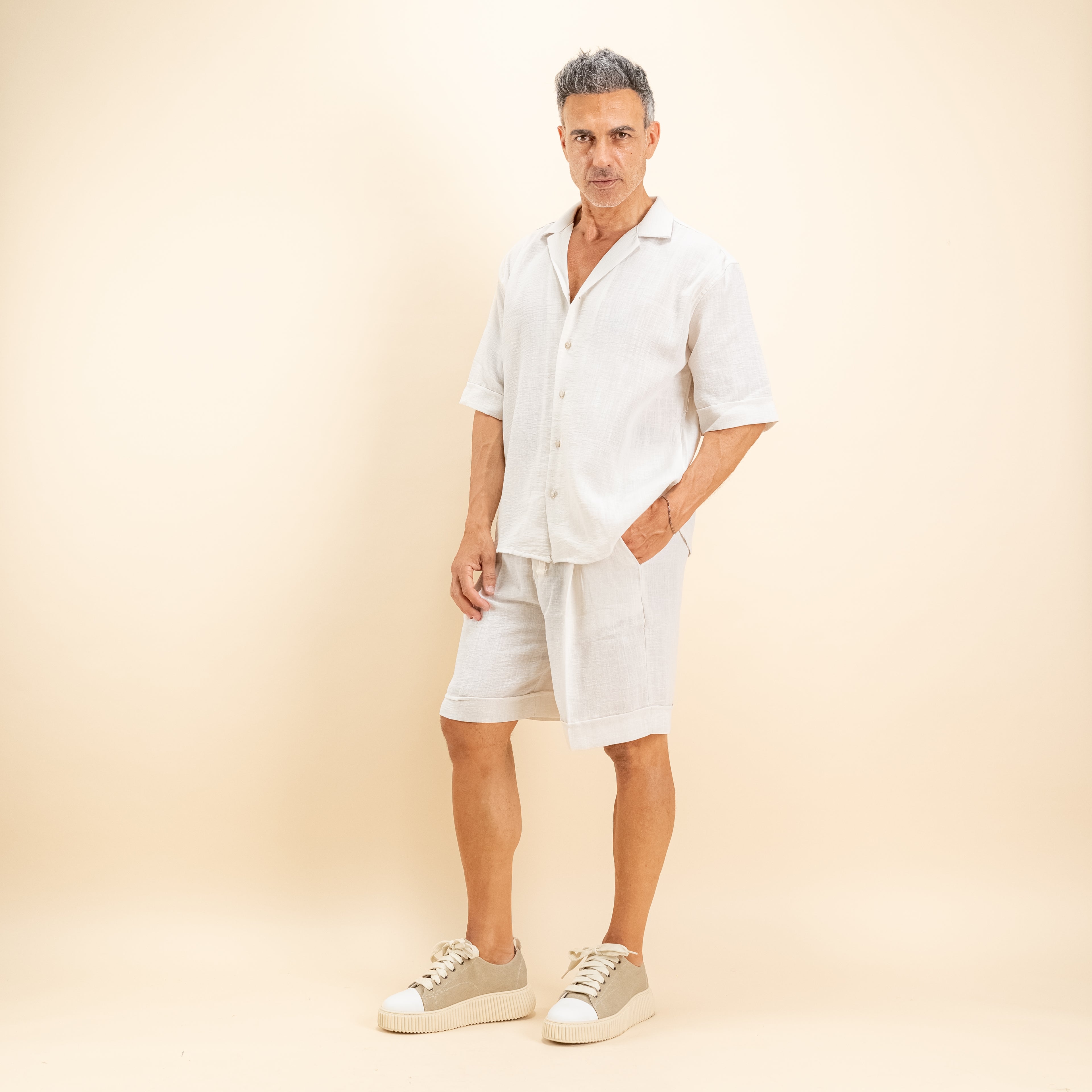 Coordinato effetto lino con pantaloncino - Burro