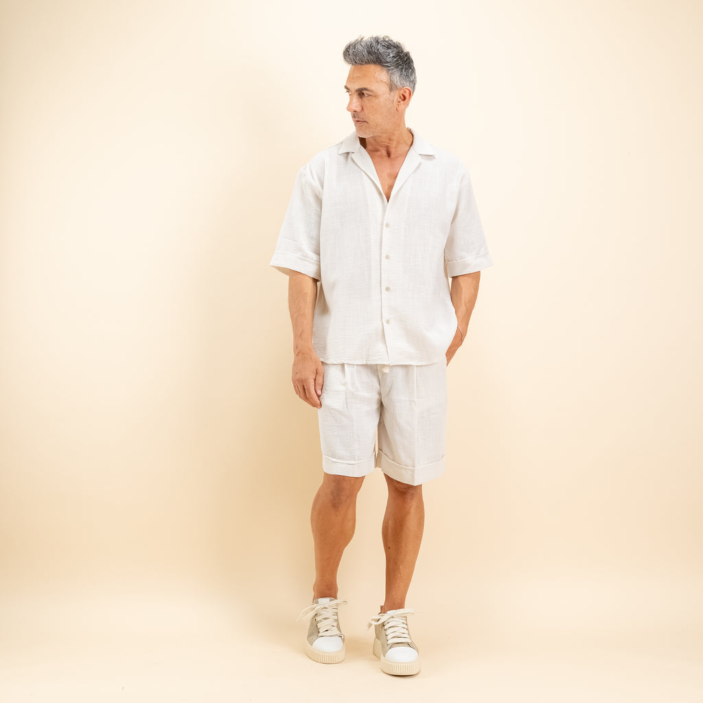Coordinato effetto lino con pantaloncino - Burro