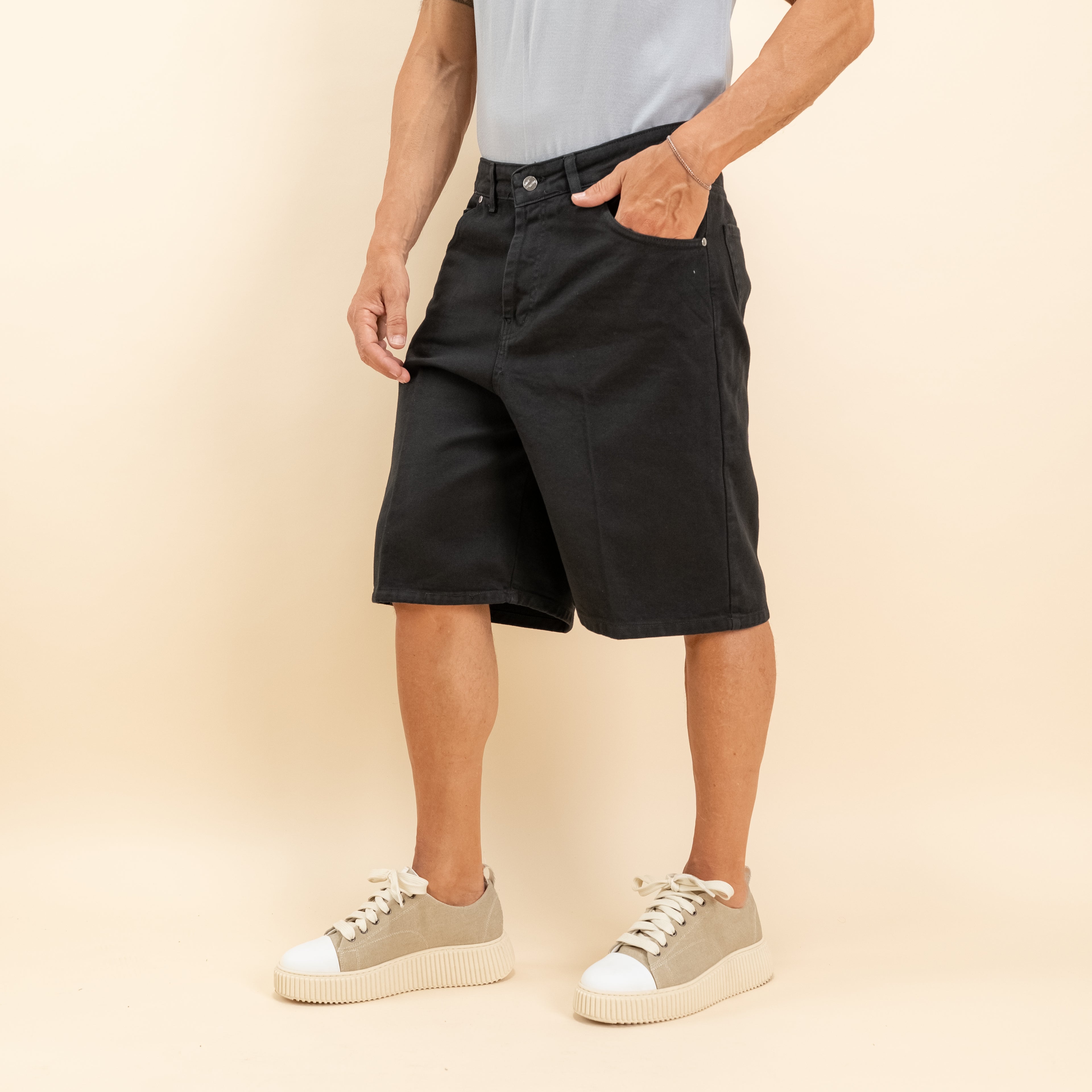 Bermuda jeans sartoriale - Nero