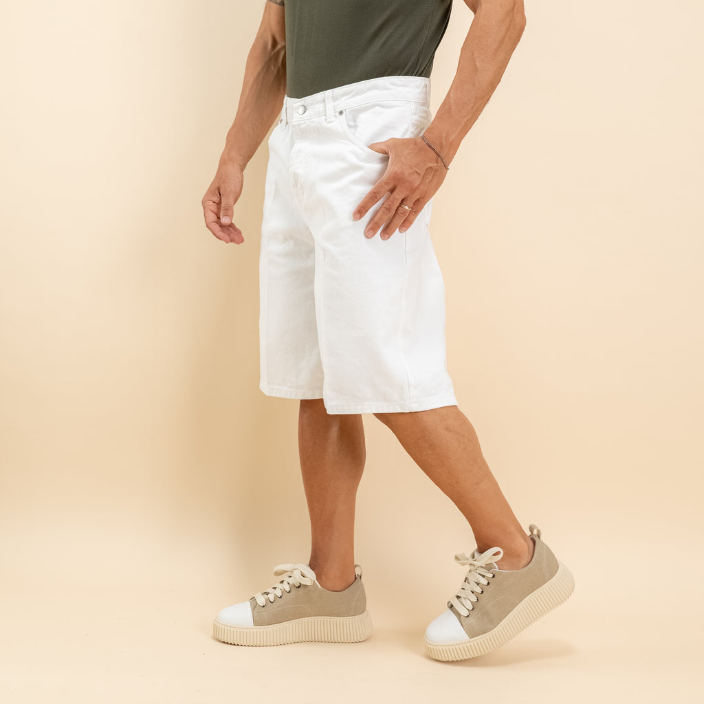 Bermuda jeans sartoriale - Bianco