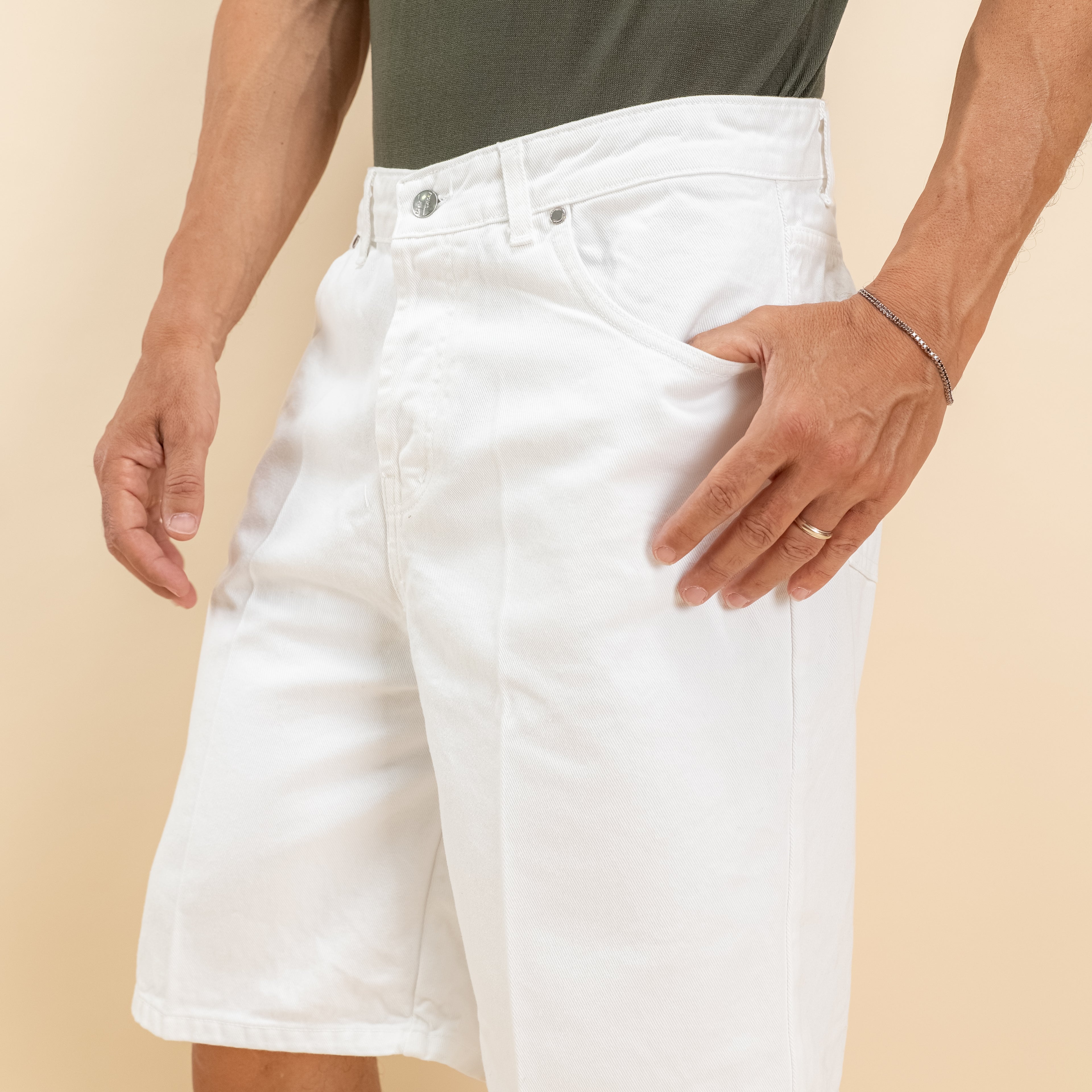 Bermuda jeans sartoriale - Bianco